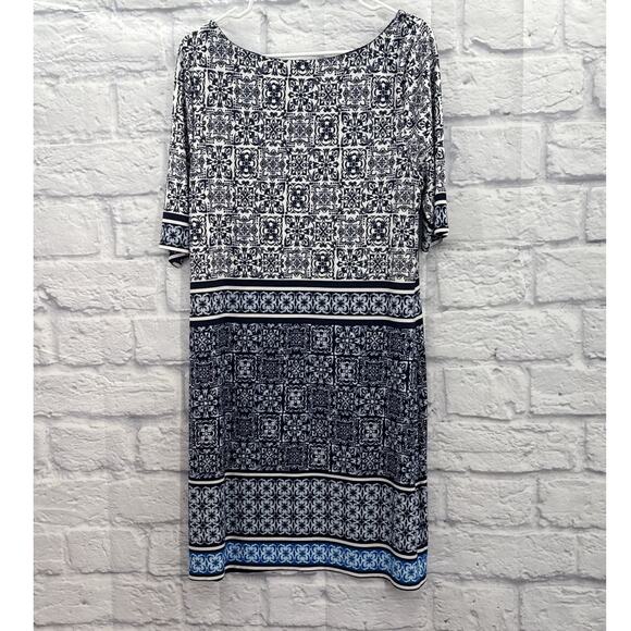 Jones Studio Separates Navy Print Sheath Dress XL - Picture 2 of 4